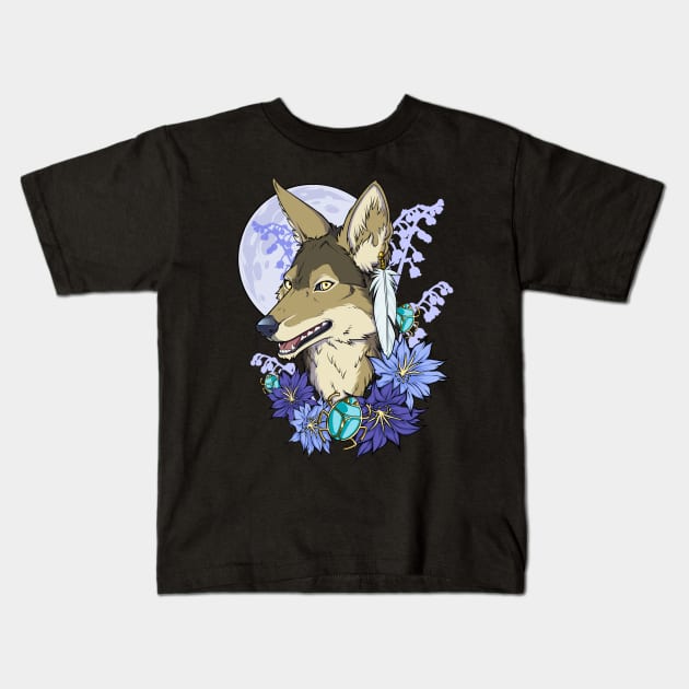 Jackal Moon Kids T-Shirt by Cybercat